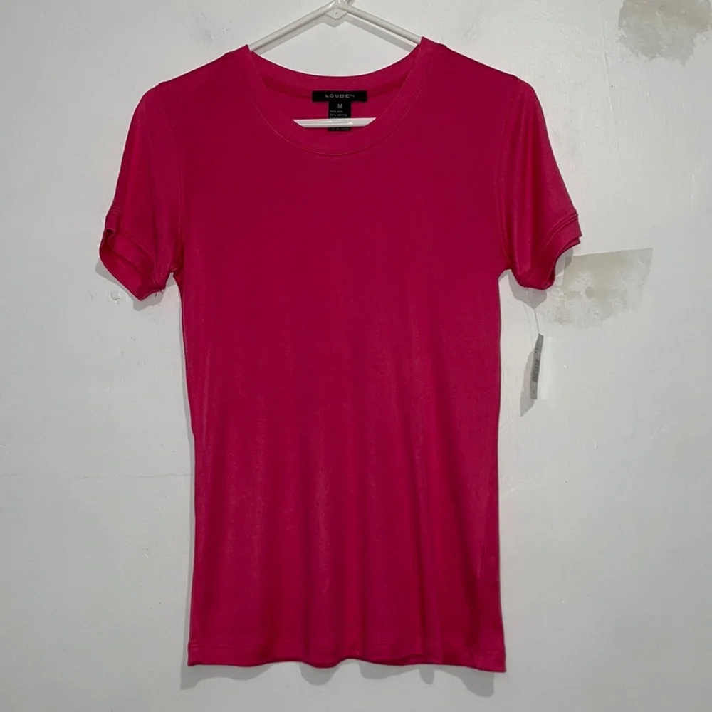 NWT Size M Louben Pink Short Sleeve Blouse - Picture 1 of 4